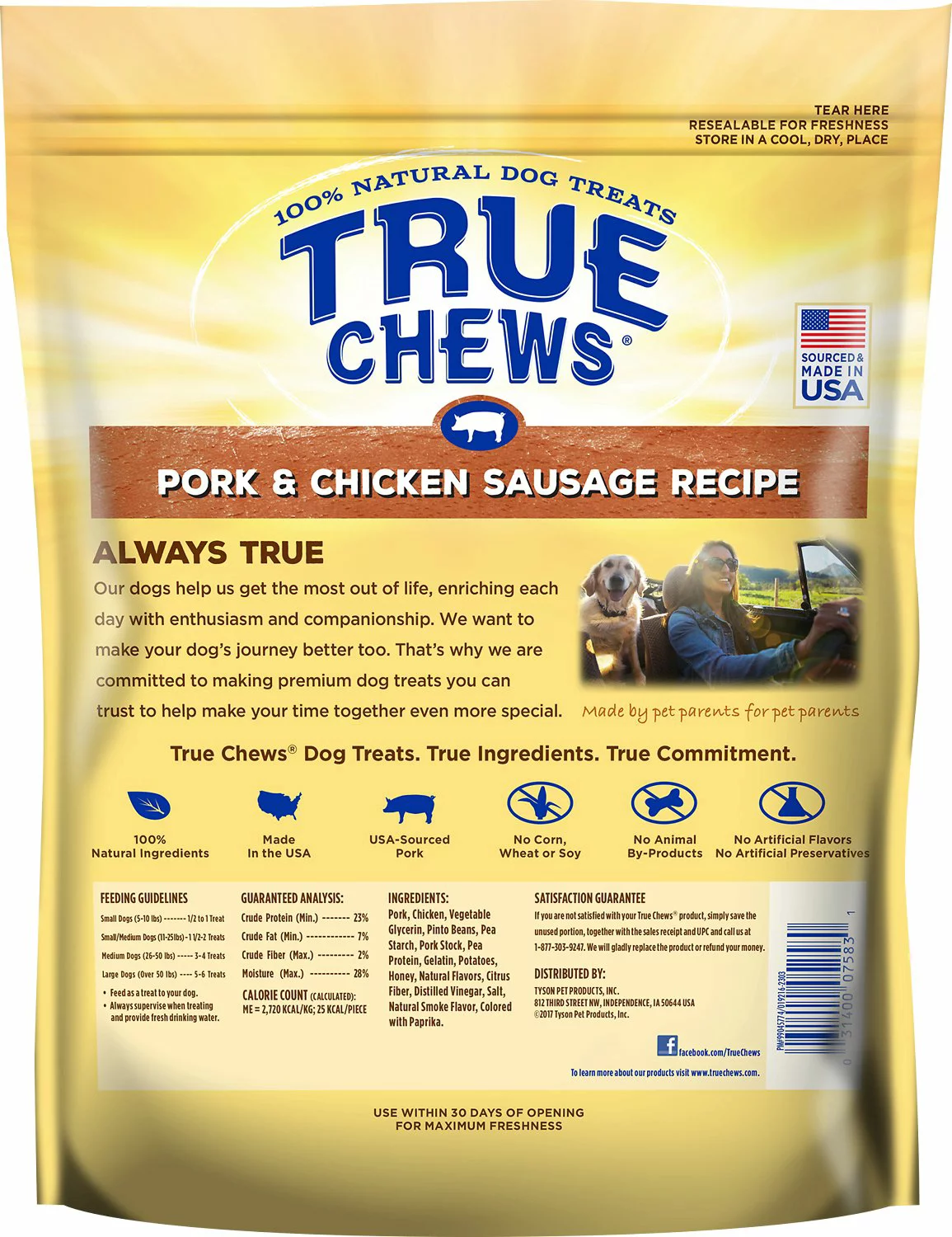 True Chews Pork & Chicken Sausage Recipe Dog Treats, 14 Oz