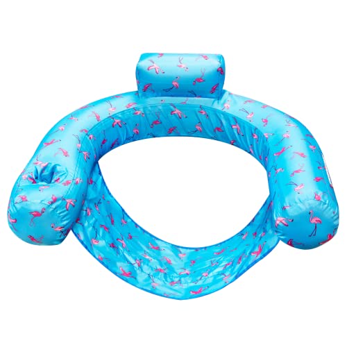 SWIMLINE ORIGINAL Fabric Covered U-Seat Inflatable Pool Lounger | With Comfortable Sling Seat, Back Rest, and Built In Cup Holder | For Pool, Beach, Lake, and More