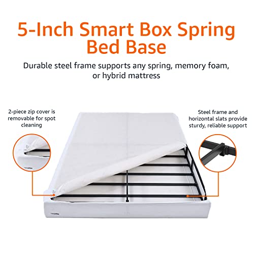 Amazon Basics Smart Box Spring Bed Base, 7-Inch Height Mattress Foundation, Tool-Free Easy Assembly, Queen, 79