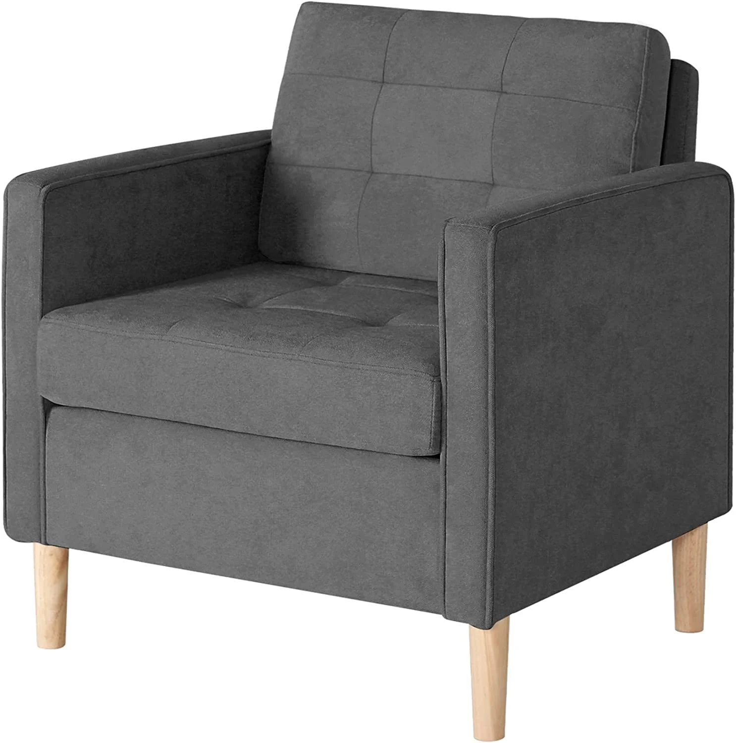 Mid Century Modern Comfy Accent Arm Chair, Bedroom Chair for Adults, Living Room Office Reading Chairs, Suitable for Small Spaces, Grey (1, Grey)