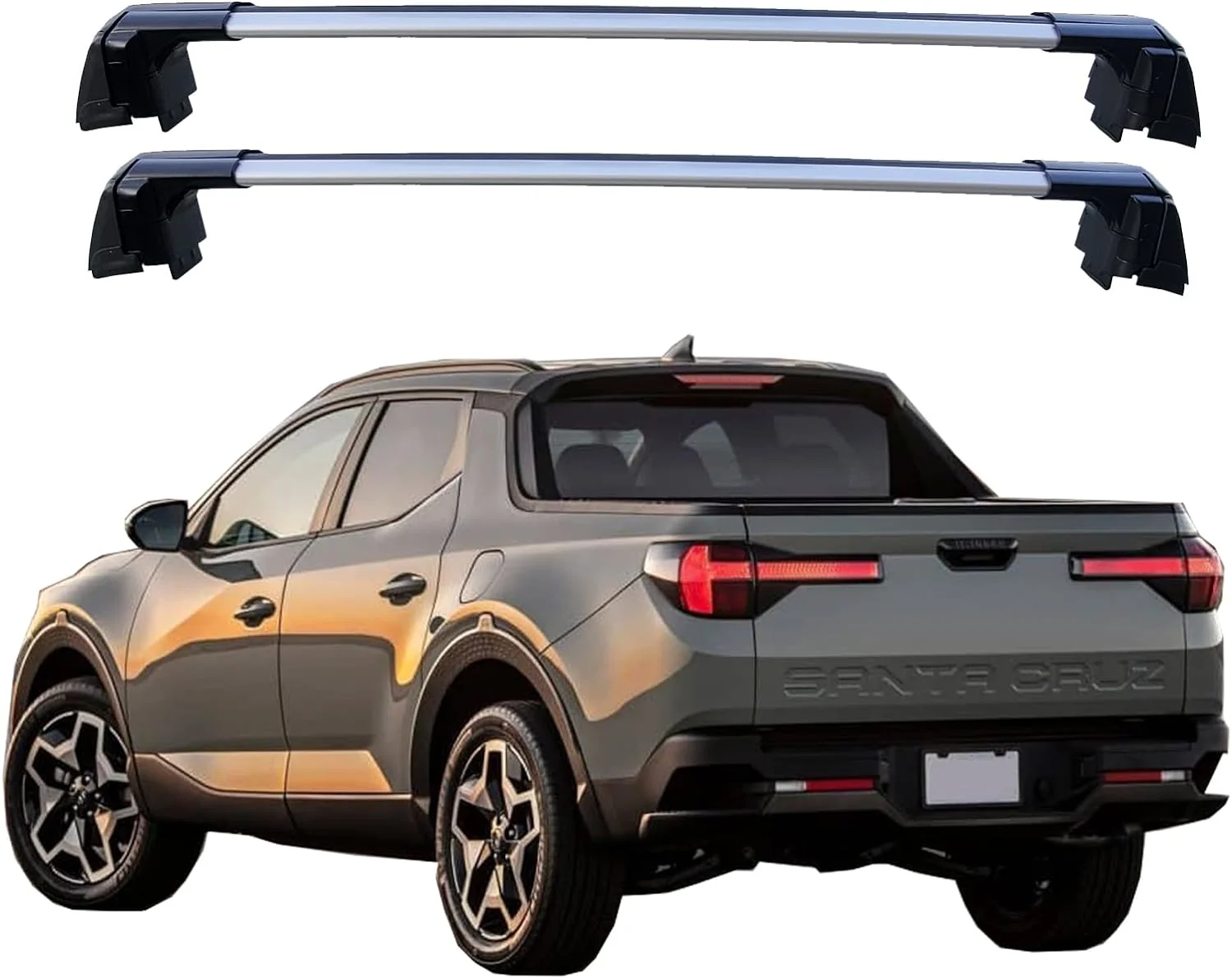 ROKIOTOEX Coyote Roof Rack Crossbars Fit for 2022 2023 2024 Hyunda-i Santa Cruz Flush Side Rails, Lockable Cross Bars for Rooftop Cargo Box Luggage, Ski Board, Bike Carrier – Silver HT22