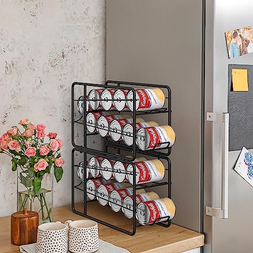 4 Pack - MOOACE Can Dispenser Rack, Stackable Can Storage Organizer Holder for Canned food Kitchen Cabinet Pantry Countertop, Black