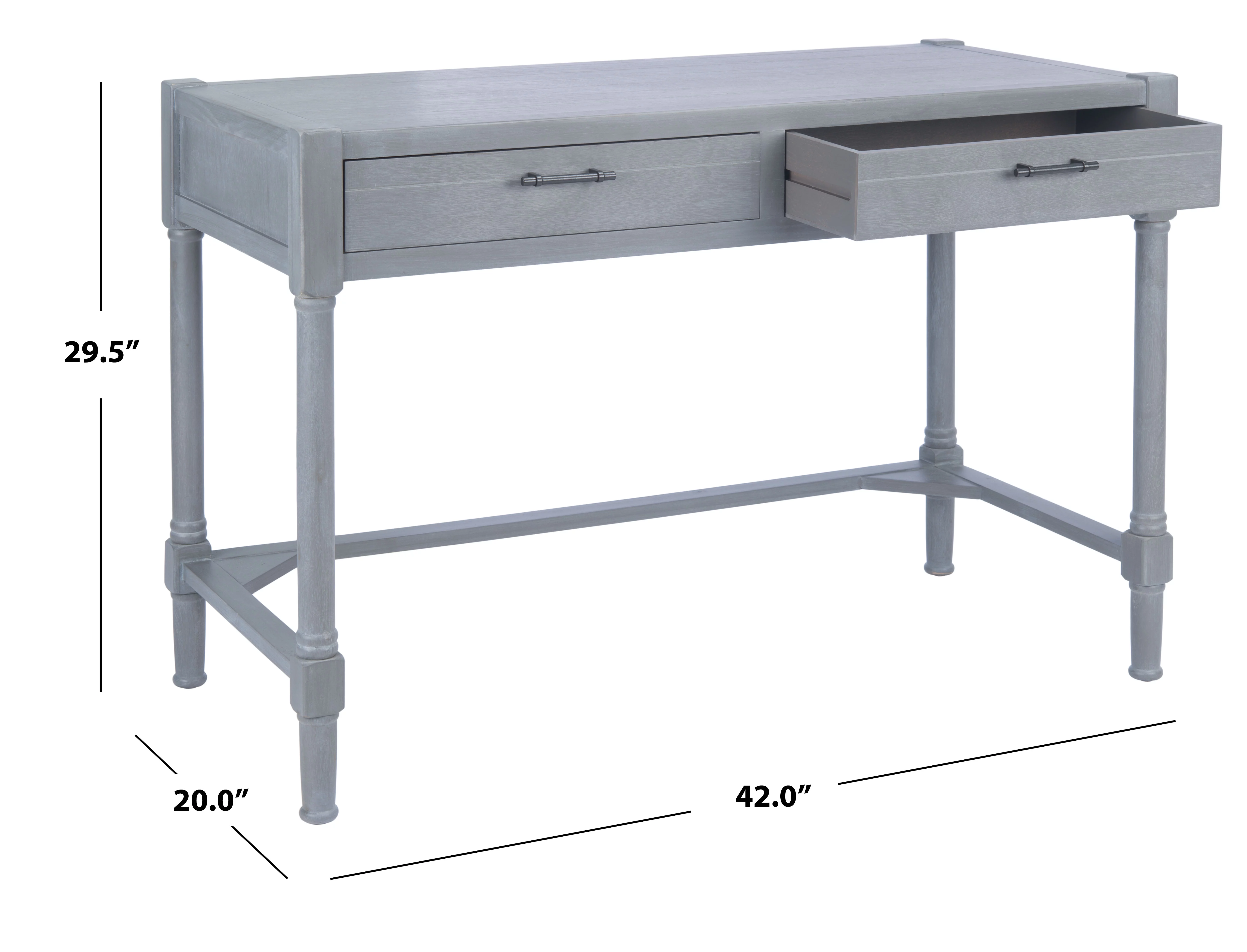 SAFAVIEH Filbert Solid Retro 2-Drawer Writing Desk, White Washed Grey