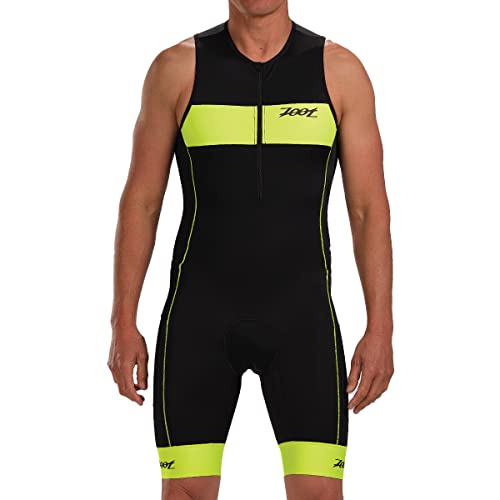 Zoot Men’s Core Tri Tank Racesuit, Sleeveless Triathlon Suit, Swim Bike Run Chamois Pad, Pockets, UPF 50+ Quick Dry Fabric