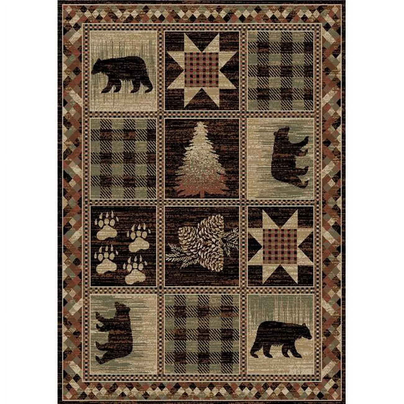 Mayberry Rug HS9648 2X8 2 ft. 2 in. x 7 ft. 7 in. Hearthside Hollow Point Area Rug, Brown