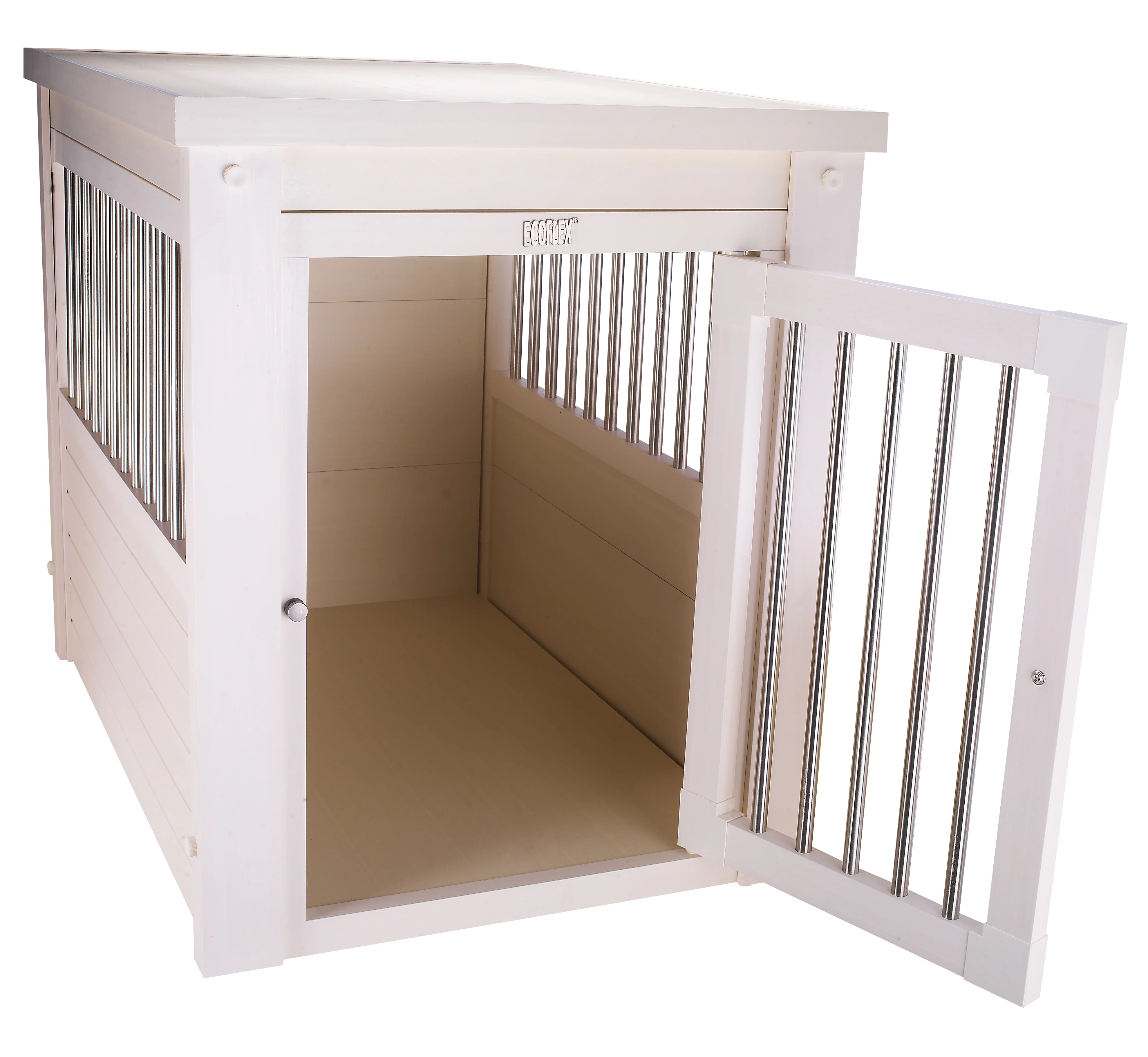 New Age Pet Ecoflex Furniture Style Dog Crate End Table - Antique White Medium