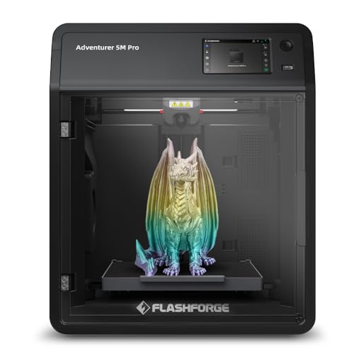FLASHFORGE Adventurer 5M 3D Printer, 600mm/s High-Speed, 1 Click Fully Auto Leveling, Upgraded Direct extruder Quick Detachable 280°C Nozzle, Dual-Sided PEI Coating Plate, Print Size 220x220x220mm