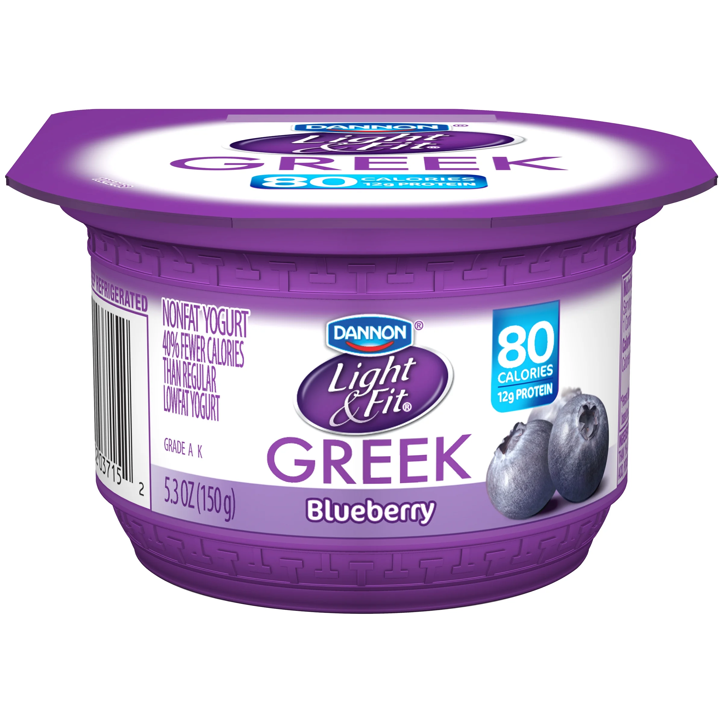 Dannon® Light & Fit® Greek Blended Nonfat Yogurt Strawberry & Blueberry 5.3oz 12 pack