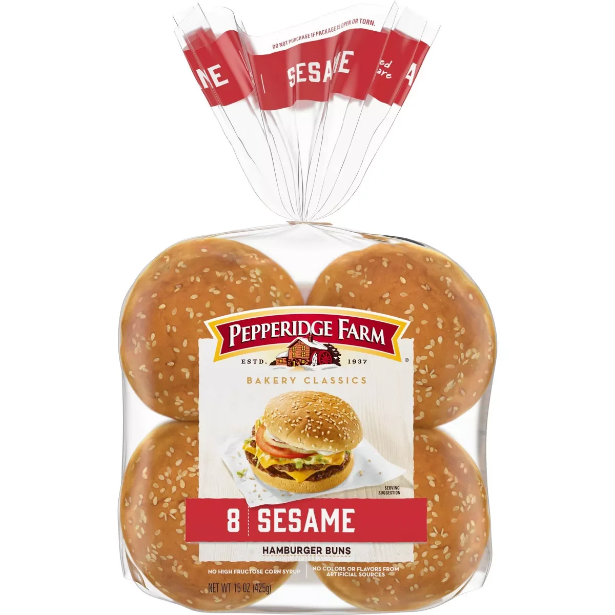 Pepperidge Farm Sesame Topped Hamburger Buns, 3-Pack 8 Count Bags