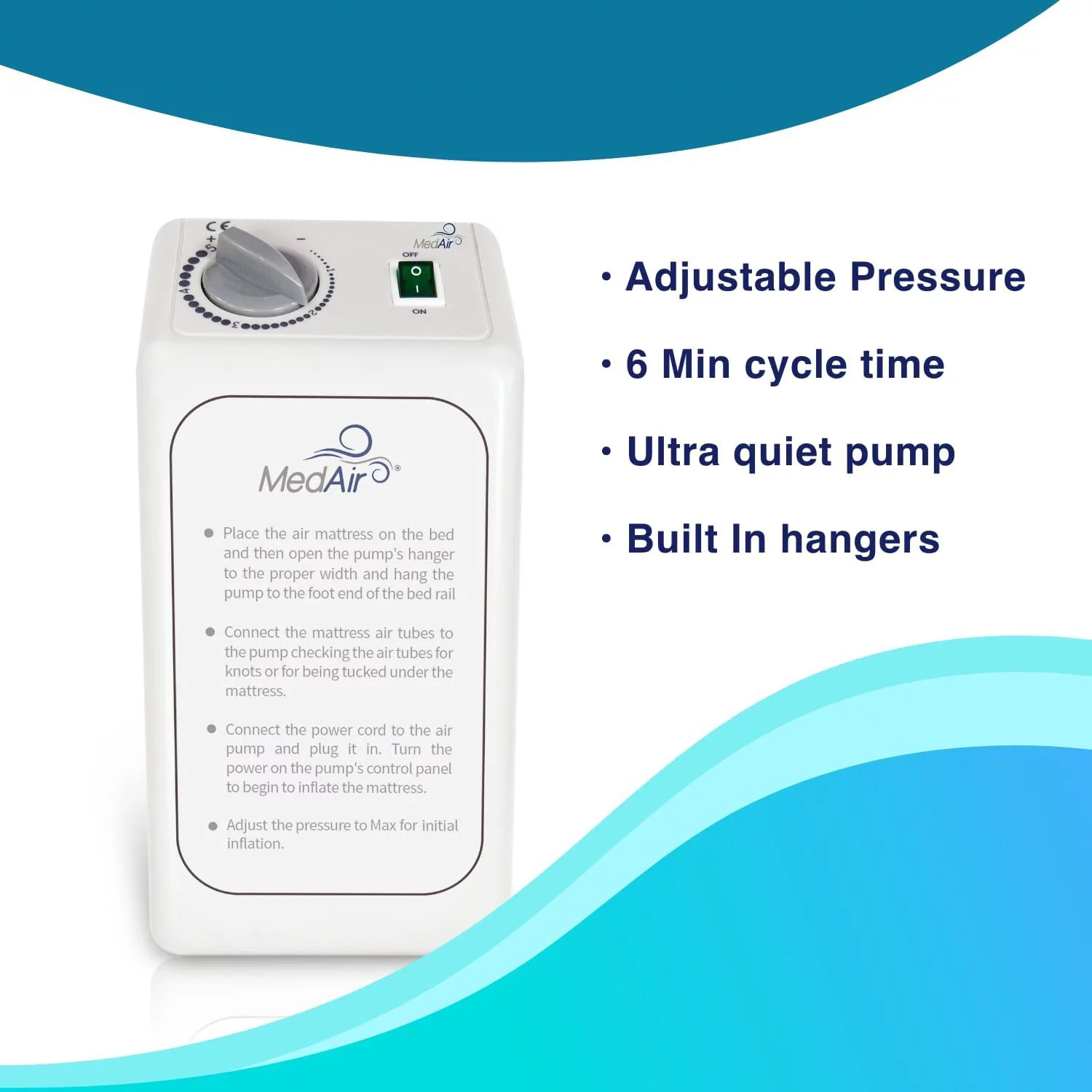 MedVance Premium Alternating Air Pressure Mattress Pad with Ultra Quiet Alternating Pump