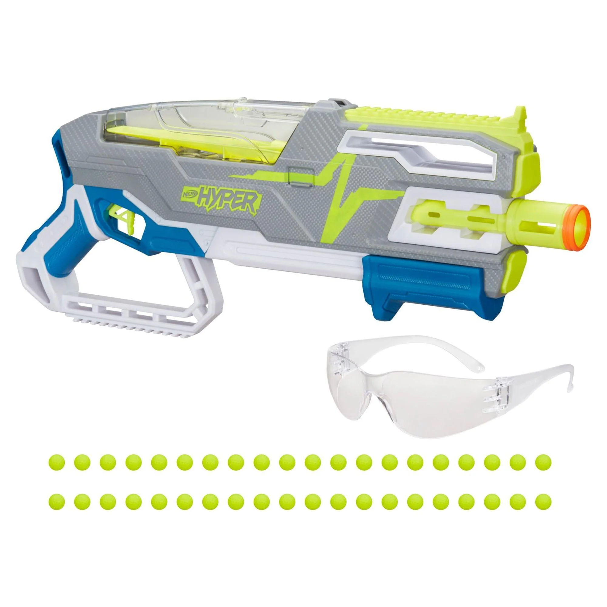 Nerf Hyper Siege-50 Pump-Action Blaster, 40 Nerf Hyper Rounds Included, Ages 14+