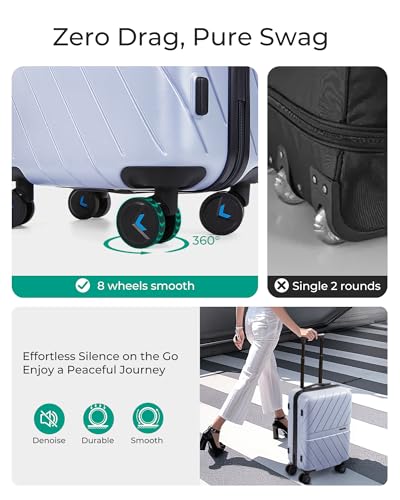 BAGSMART Carry On Luggage 22x14x9 Airline Approved With TSA Lock, 1OO% Polycarbonate Hardside Luggage with Spinner Wheels, Durable Hard Shell Carry On Suitcase 20 inch Black