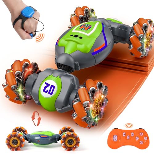 Gesture Sensing RC Stunt Car - Boys Toys Age 6-8-12, 4WD Hand Controlled Remote Control Twist Car with Light & Music, Cool Birthday Presents and Ideas Gifts for Kids Age 7 9 10 11 12 Years Old