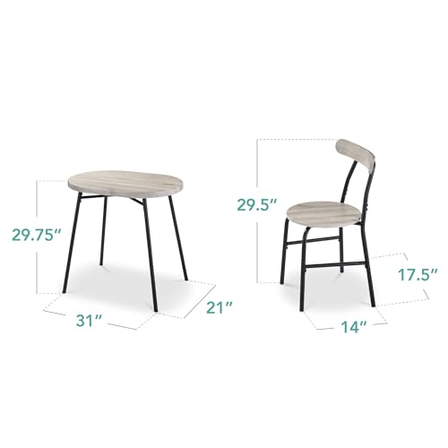 Best Choice Products 3-Piece Modern Oval Dining Table Set, Small Kitchen Dinette w/ 2 Chairs, Metal Frame, Curved Backrests - Dark Brown/Black