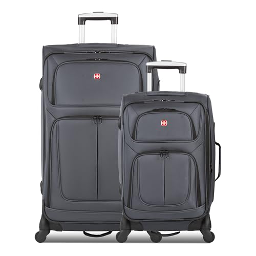 SwissGear Sion Softside Expandable Luggage, Black, Checked-Large 29-Inch