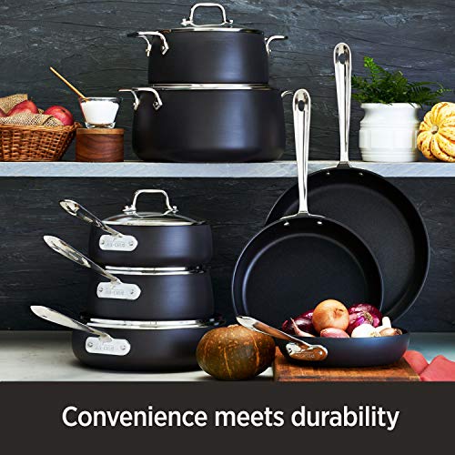 All-Clad HA1 Hard Anodized Nonstick Sauce Pan 3.5 Quart Induction Oven Safe 350F Pots and Pans, Cookware Black