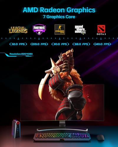 ACEMAGICIAN S3A Mini PC, Ryzen 7 5875U(up to 4.5Ghz), 16GB DDR4 512GB NVME SSD Mini Desktop Computer, Mini Computers [WiFi6/BT5.2] [4K UHD/RGB Lights/3 Adjustable Mode Light Gaming PC