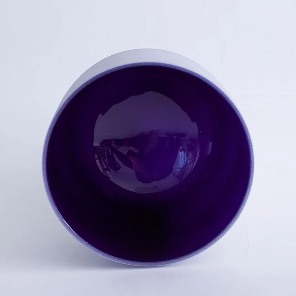 432 Hz A 3rd Eye Chakra Indigo Color Quartz Frosted Crystal Singing Bowl 8 inch