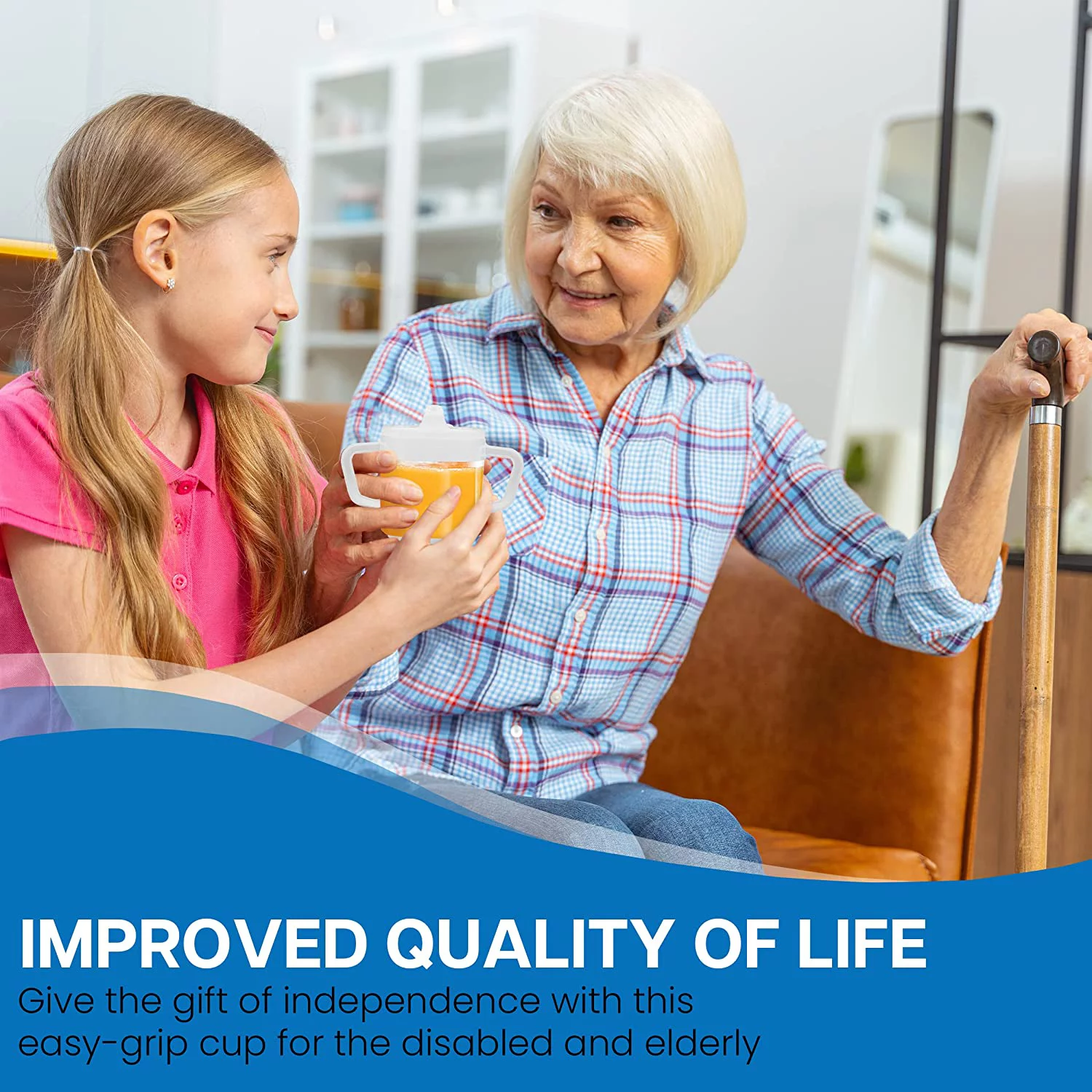 Providence Spillproof Compact 8 oz Adult Sippy Cup w/ 2 Handles, Clear / 6 Pack