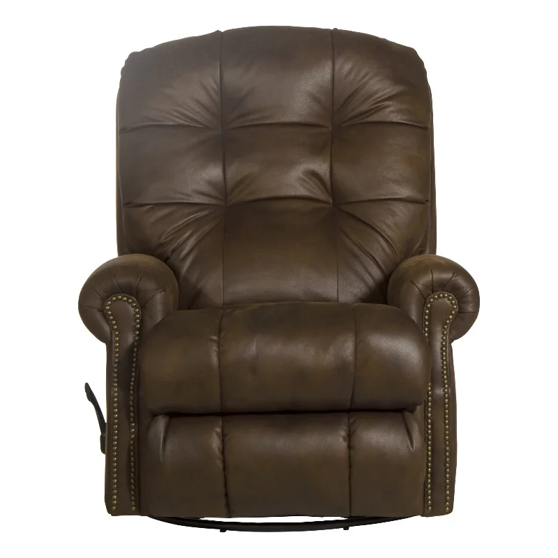 Catnapper Marge Swivel Glider Recliner in Brown Polyester Fabric