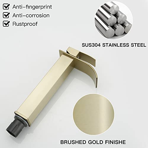 BWE Vessel Sink Faucet Modern Waterfall Chrome Single Hole Bathroom Faucet Single Handle with Pop up Drain Without Overflow Assembly Vanity Basin Bath Sink Faucets Mixer Tap