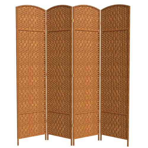 Red Lantern 7 ft. Tall Diamond Weave Dark Beige-6 Panels Room Divider