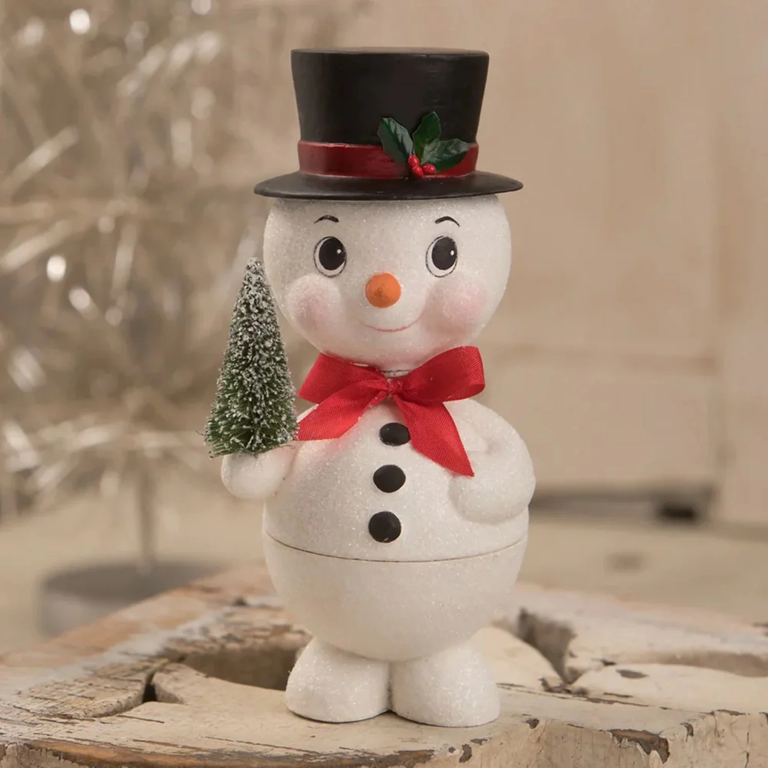 Bethany Lowe Bobblehead Snowman Container