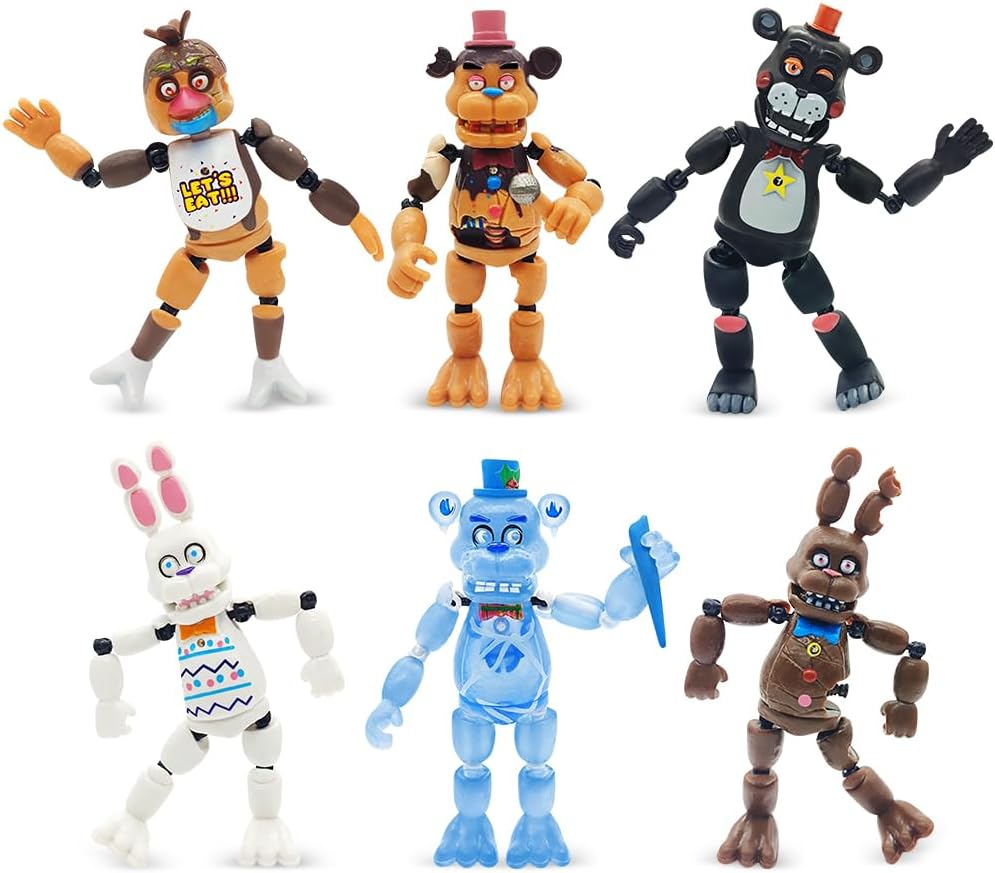 Action Figures, 6 PCS Toy Figures, 5.5 Inches Collectible Toys Set with Ball Joint Connection Light, Cake Toppers for Video Games Fans Boys, Girls, Kids Adults as Gifts