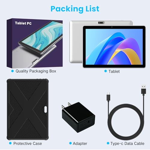 JUNYANG Android 13 Tablet with SIM Card Slot,10.1 Inch Cellular Tablets with Case, 4G LTE Tablet & Phone (Makes Calls), 64GB ROM (1TB Expand), 5MP+8MP Camera BT5.0 GPS 5G WiFi, Parental Control