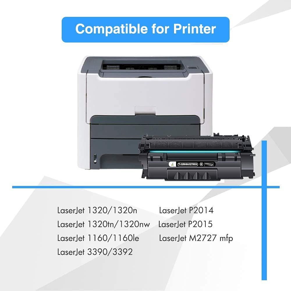 TRUE IMAGE Compatible Toner Cartridge Replacement for HP 49A Q5949A 53A Q7553A 49X Q5949X for 1320 1320n 3390 1160 1320tn 1320nw 3392 P2015 P2015dn Printer Ink (Black, 2-Pack)