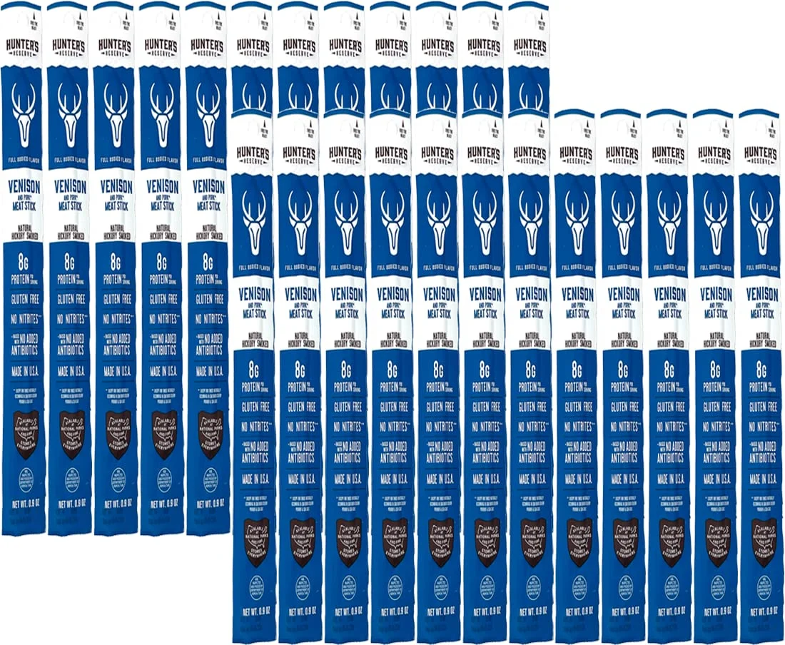 Reserve - Exotic Meat Trail Sticks - Adventure You Can Taste - Wild Game Jerky Sticks (VENISON, 24Ct)