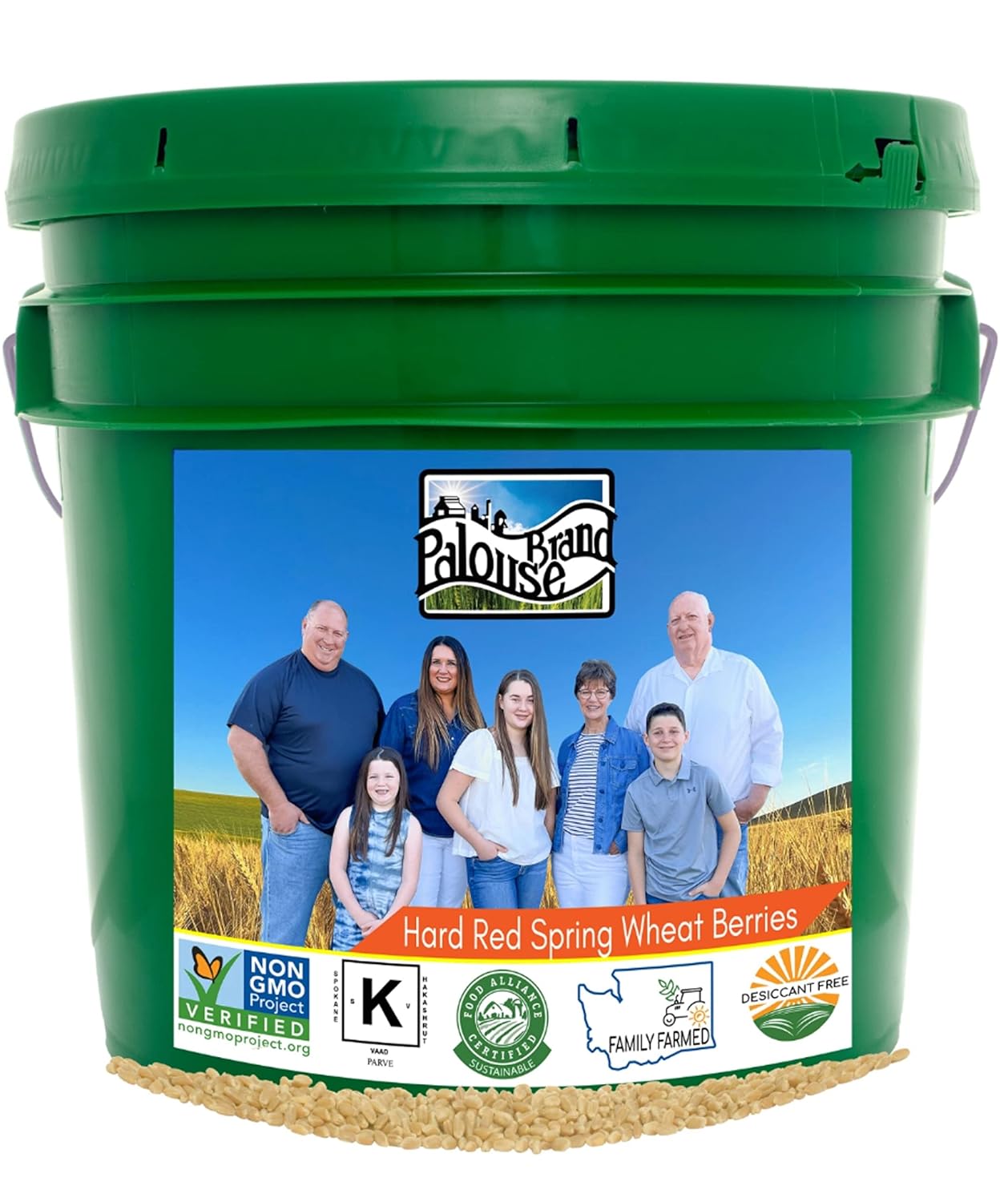 Hard Red Spring Wheat Berries | 25 LBS | Emergency Food Storage Bucket | Non-GMO | Grown on Our Family Farm | Bulk