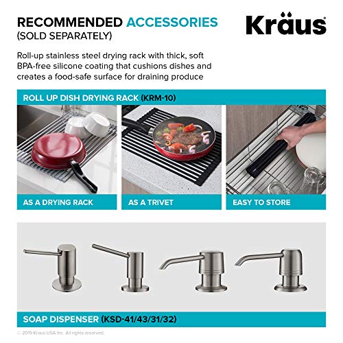 KRAUS Standart PRO 22-inch Drop-In Top Mount 16 Gauge Stainless Steel Single Bowl Laundry Utility Sink, KHT301-22L