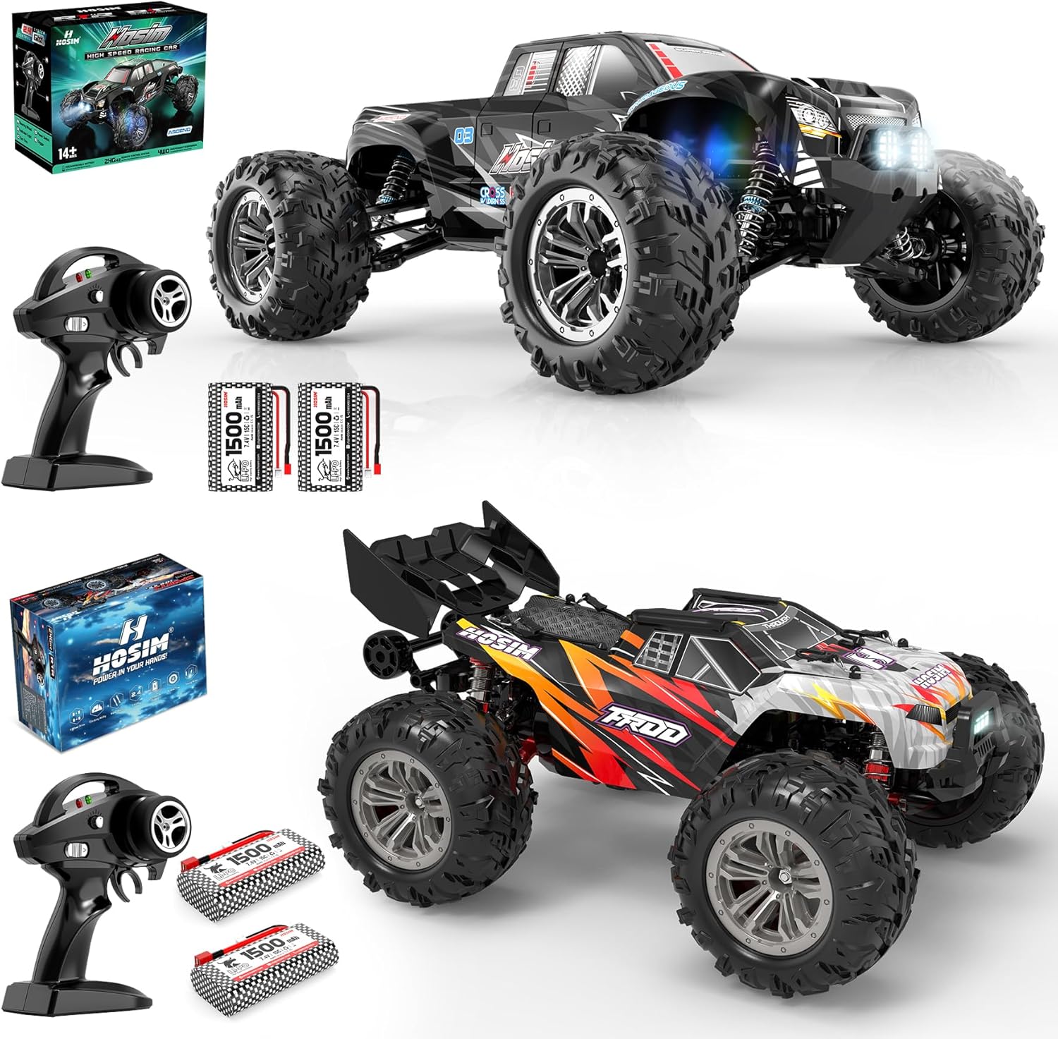Hosim RC Cars for Adults 1:10 Scale 48+ KMH Remote Control Car &1:14 Fast 52+ KMH High Speed RC Truck
