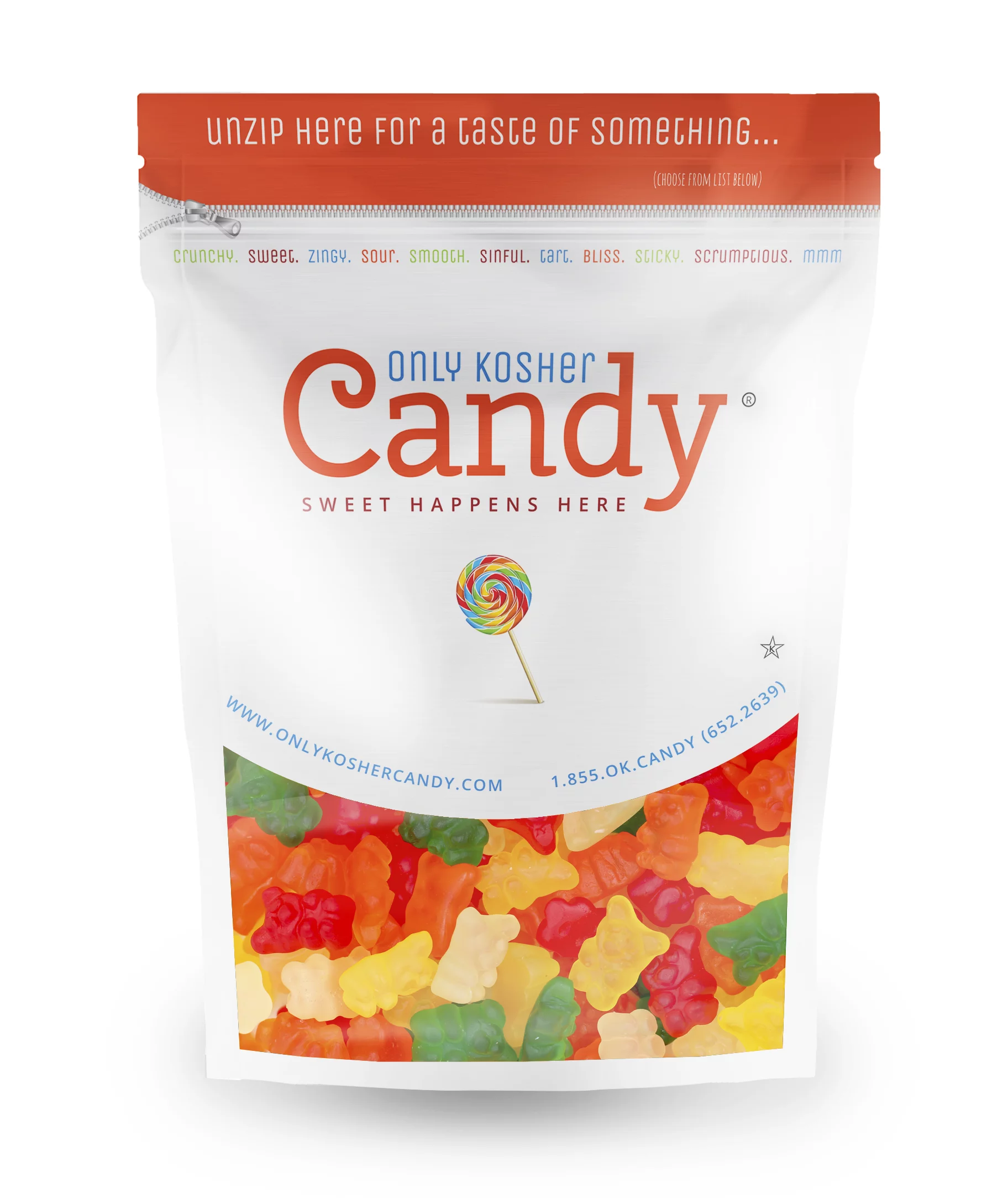 Only Kosher Candy Gummy Bears for Kids and Adults | Kosher and Fat Free | 2 Pounds