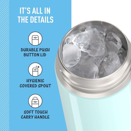 THERMOS FUNTAINER 16 Ounce Stainless Steel Vacuum Insulated Bottle with Wide Spout Lid, Apricot