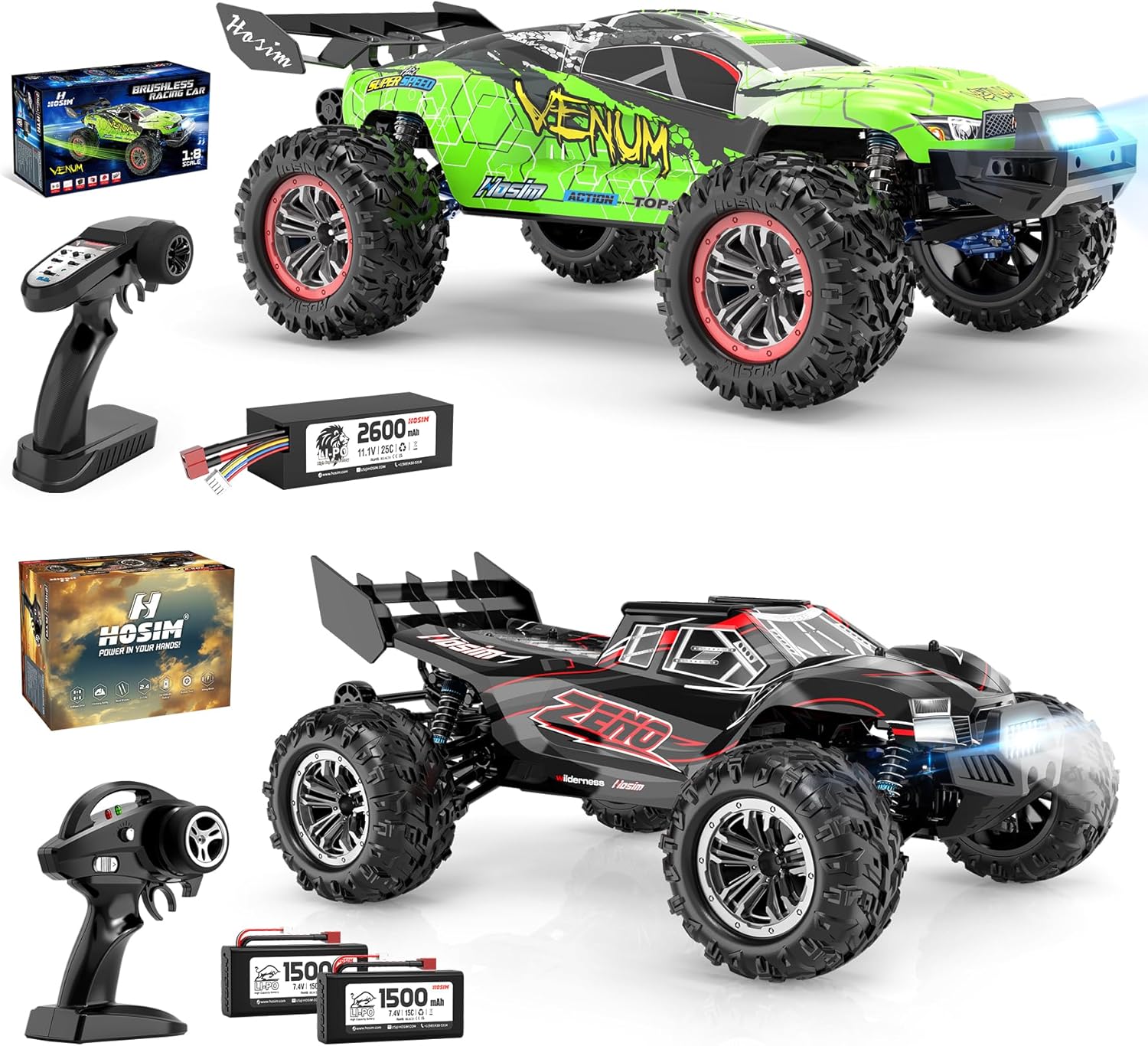 Hosim 1:8 RC Cars for Adults Fast 80+KMH 1:10 RC Truck 48+ KMH for Adults and Kids