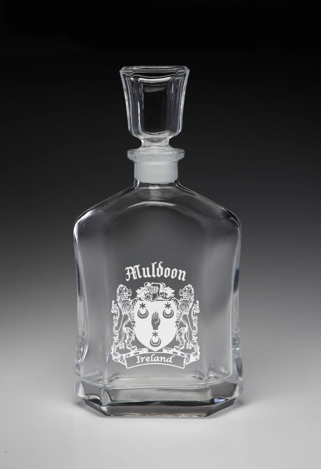 Muldoon Irish Coat of Arms Whiskey Decanter (Sand Etched)