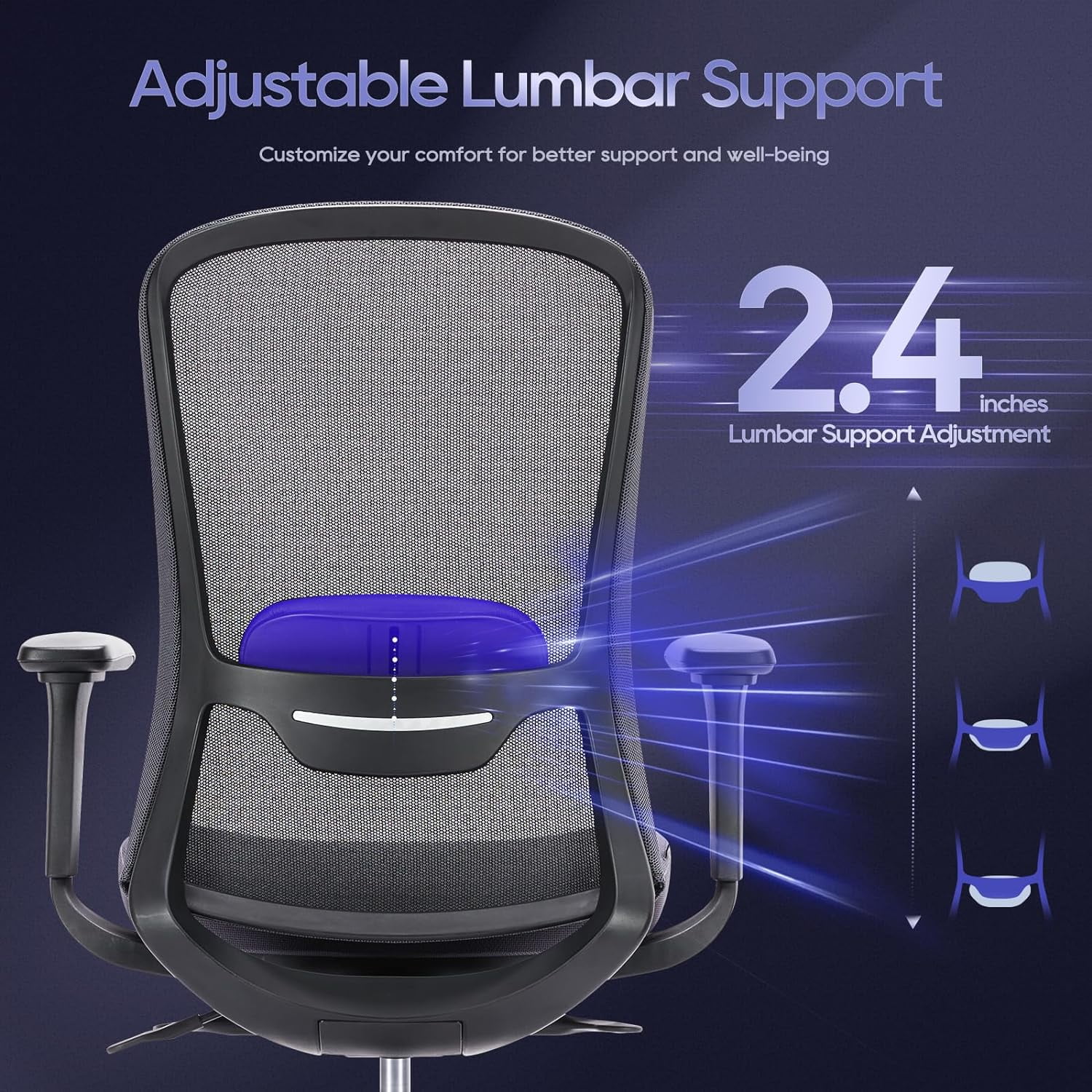 Colamy Ergonomic Office Mesh Mid Back Computer Executive Desk Chair with 4D Armrests Slide Seat Grey