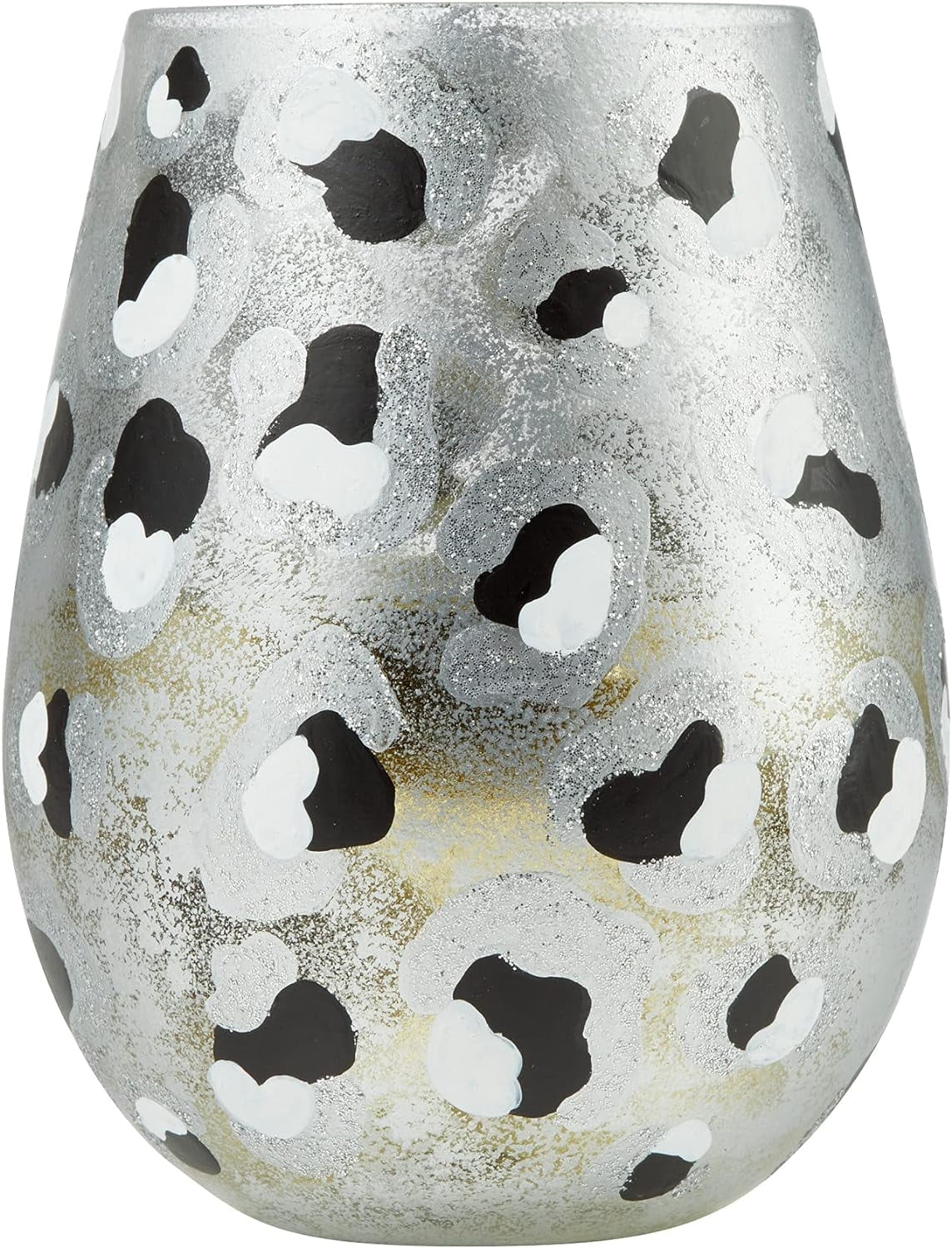 Designs By Snow Leopard Hand-Painted Artisan Stemless Wine Glass, 20 Ounce, Multicolor