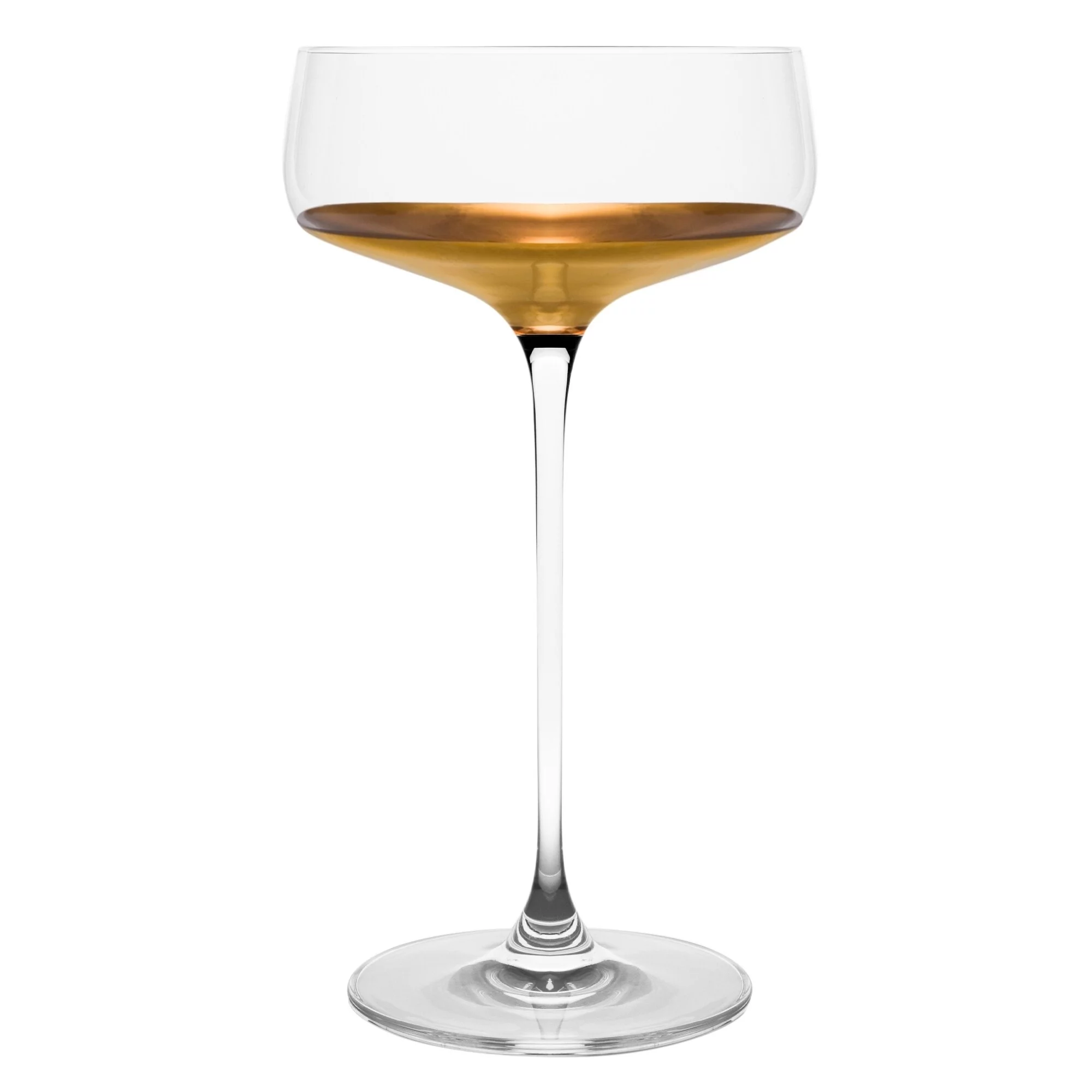 Barski  Handmade Glass Champagne Saucer with Gold Dipped Bottom