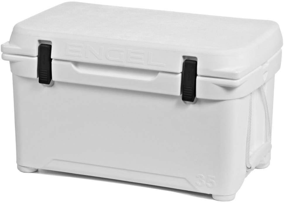 Engel Coolers ENG35 Cooler | 36 Can High Performance Durable Seamless Rotationally Molded Ice Box for Camping, Hunting, and Fishing - White