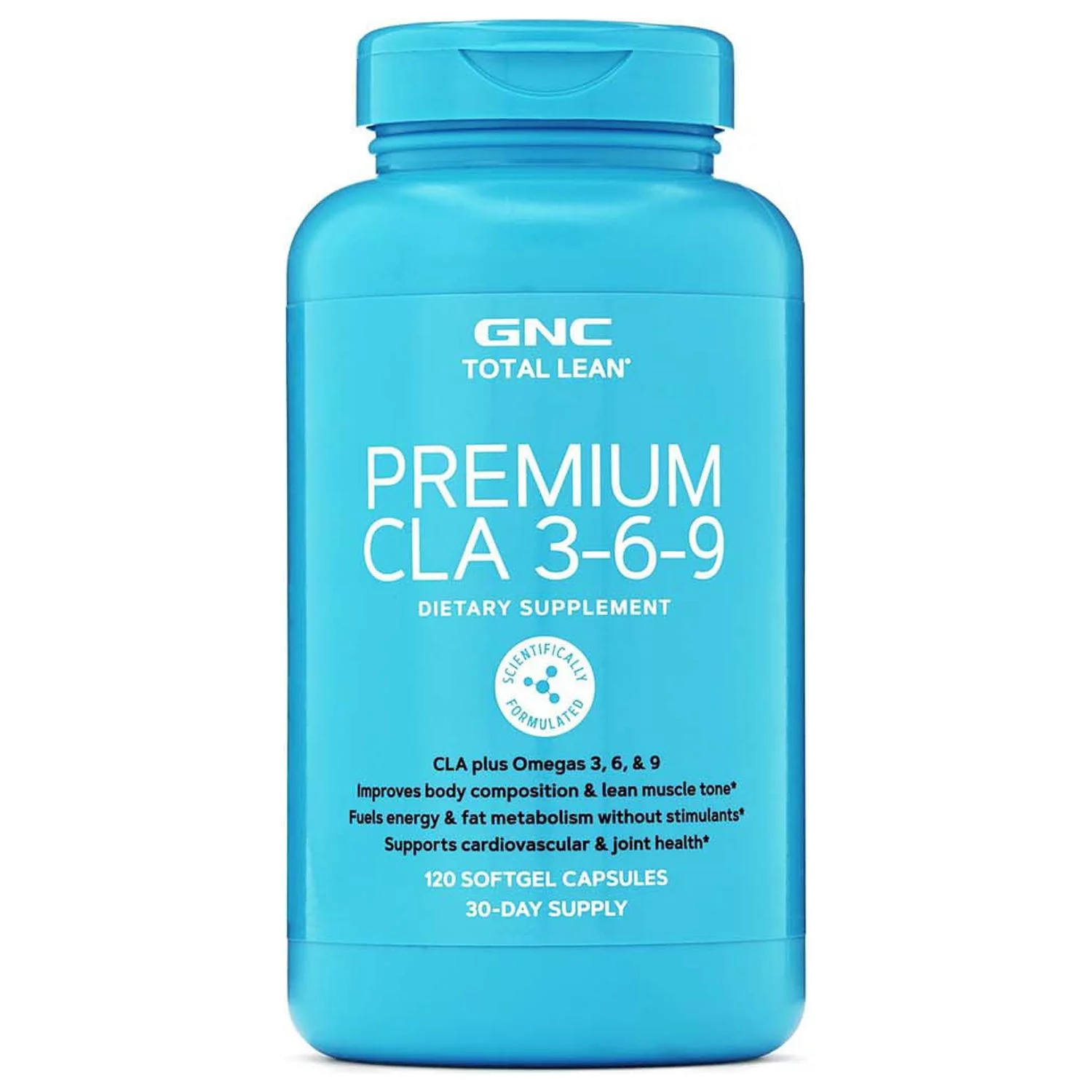 GNC Total Lean Premium CLA 3-6-9 | Improves Body Composition  & Muscle Tone, Fuels Energy Without Stimulants, Supports Cardiovascular & Joint Health | 120 Softgel Capsules