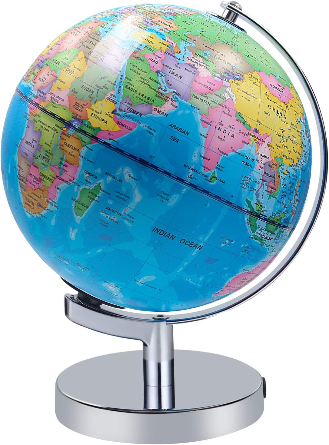 Illuminated World Globe for Kids, Educational Globe with Stand Built in LED Night Light Earth Map and Constellation View, 2 in 1 Interactive Educational Geographic Earth Globe Learning Toy, 8 Inch