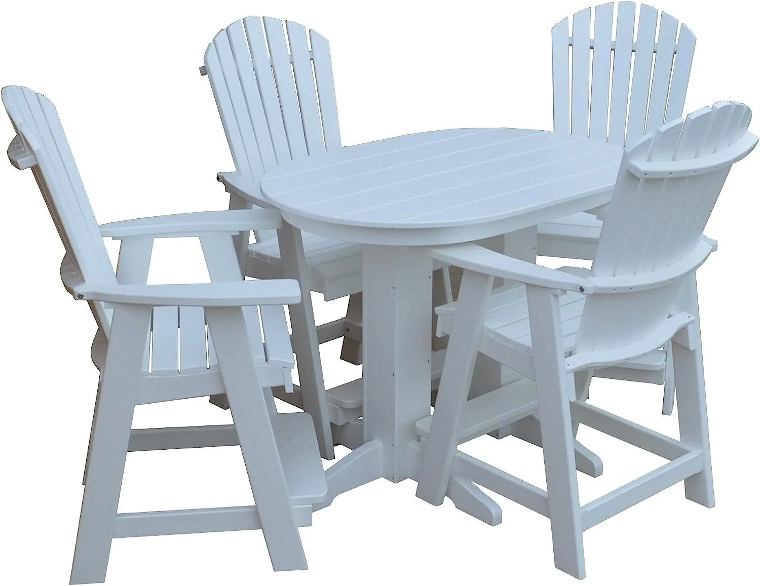 fashionable Oval Lime Green Poly 5-Piece Counter Height Table and Chair Set