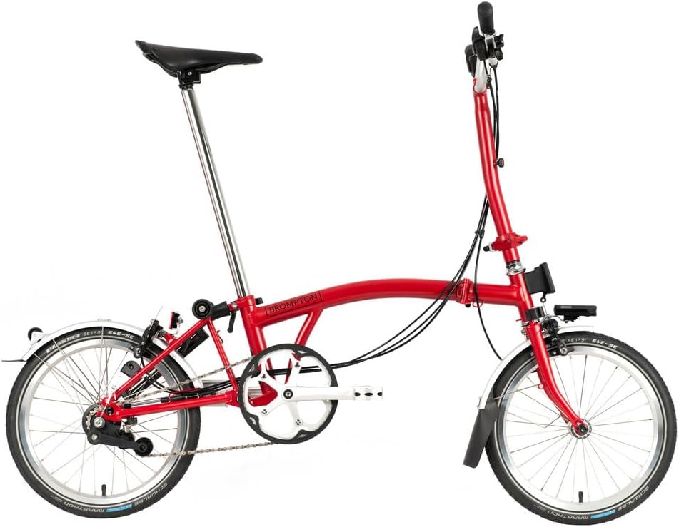 Brompton C Line 3 Speed Folding Bike with Battery Lighting - High (House Red)
