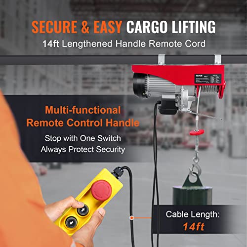 Happybuy 880 LBS Lift Electric Hoist, 110V Electric Hoist, Remote Control Electric Winch Overhead Crane Lift Electric Wire Hoist for Factories, Warehouses and Goods Lifting