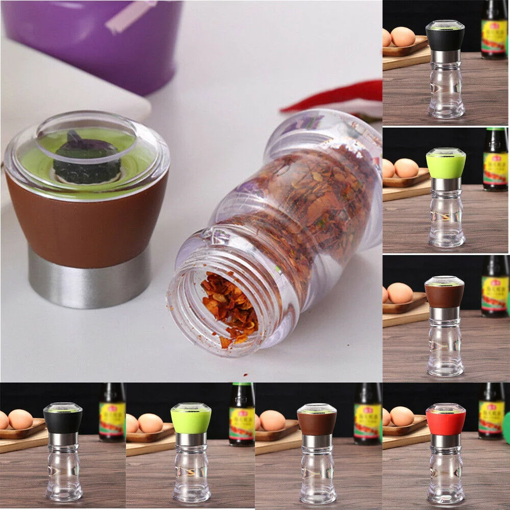 Manual Stainless Steel Brushed Mill Salt Pepper Grinder Plastic Bottle Kitchen