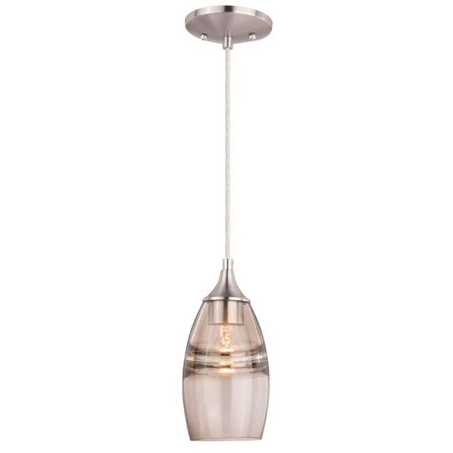 5 in. Milano Mini Pendant in Satin Nickel Amber Fog Glass