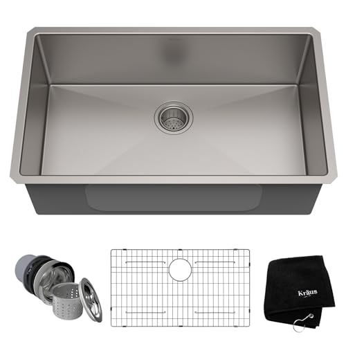 KRAUS Standart Pro 32 Inch 18-Gauge Stainless Steel Scullery Sink, 24 Gallon Freestanding Commercial Style Single Bowl Laundry & Utility Sink, KHS230-32